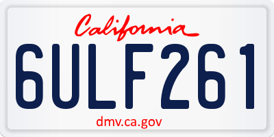 CA license plate 6ULF261