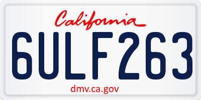 CA license plate 6ULF263