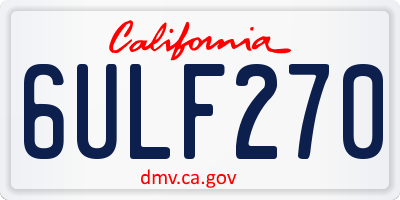 CA license plate 6ULF270