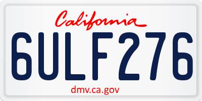 CA license plate 6ULF276