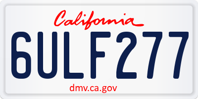 CA license plate 6ULF277