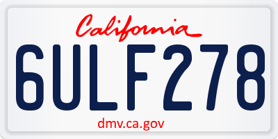 CA license plate 6ULF278