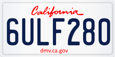 CA license plate 6ULF280