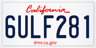 CA license plate 6ULF281
