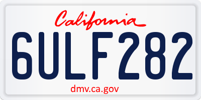 CA license plate 6ULF282
