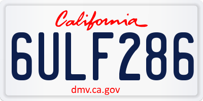 CA license plate 6ULF286