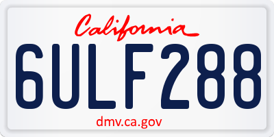 CA license plate 6ULF288