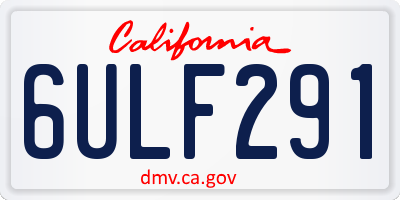 CA license plate 6ULF291