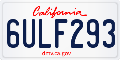 CA license plate 6ULF293
