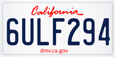 CA license plate 6ULF294