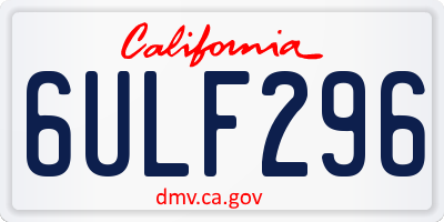CA license plate 6ULF296