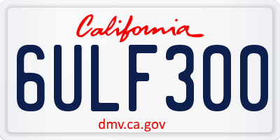 CA license plate 6ULF300