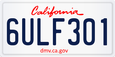 CA license plate 6ULF301