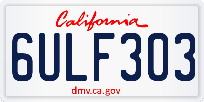 CA license plate 6ULF303