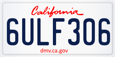 CA license plate 6ULF306