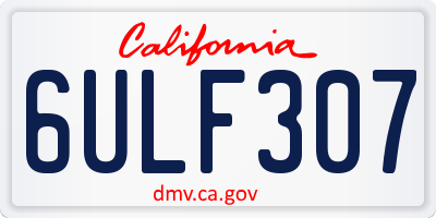 CA license plate 6ULF307