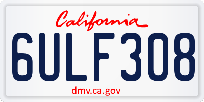 CA license plate 6ULF308