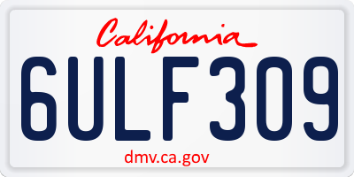 CA license plate 6ULF309