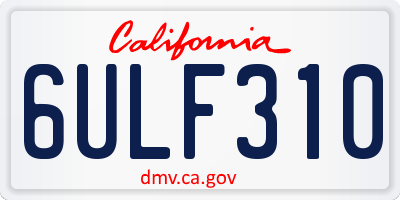 CA license plate 6ULF310