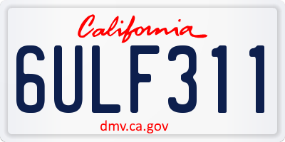 CA license plate 6ULF311
