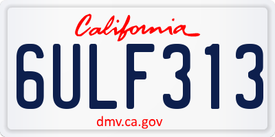 CA license plate 6ULF313