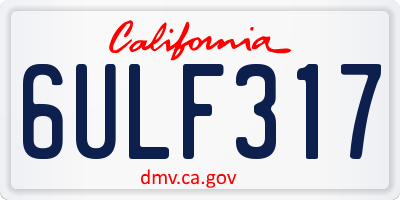 CA license plate 6ULF317