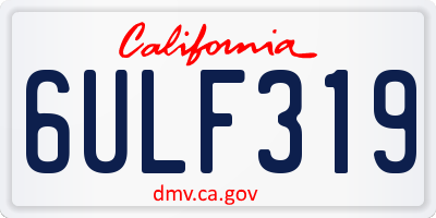 CA license plate 6ULF319