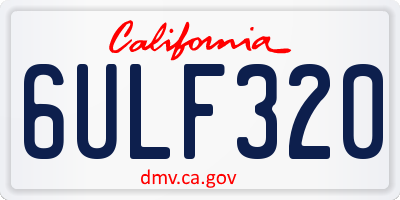 CA license plate 6ULF320