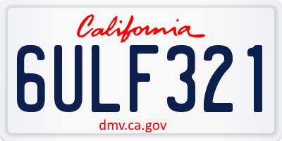 CA license plate 6ULF321
