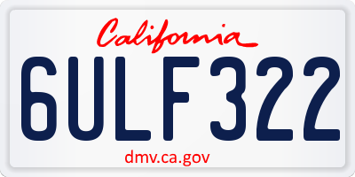 CA license plate 6ULF322