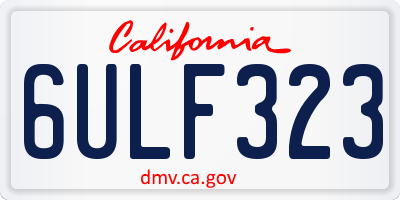 CA license plate 6ULF323