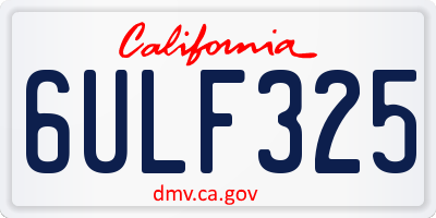 CA license plate 6ULF325
