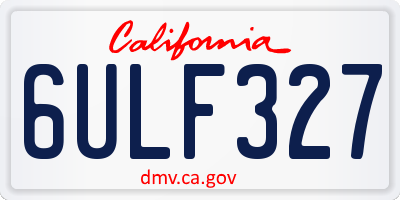 CA license plate 6ULF327