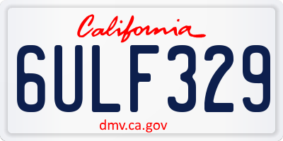 CA license plate 6ULF329