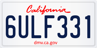 CA license plate 6ULF331