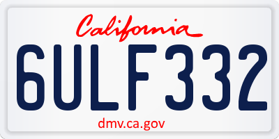CA license plate 6ULF332