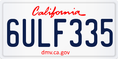 CA license plate 6ULF335