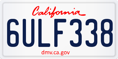 CA license plate 6ULF338