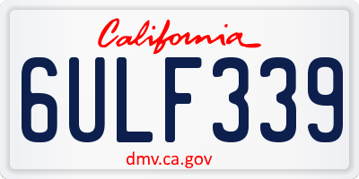 CA license plate 6ULF339