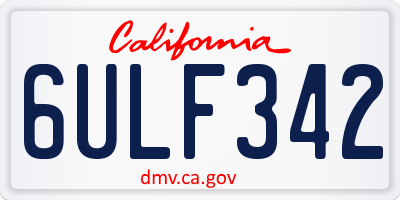 CA license plate 6ULF342