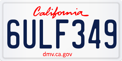 CA license plate 6ULF349