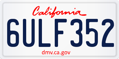 CA license plate 6ULF352
