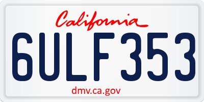 CA license plate 6ULF353