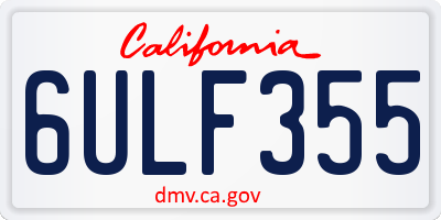 CA license plate 6ULF355