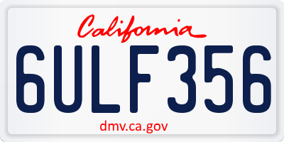CA license plate 6ULF356