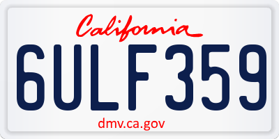 CA license plate 6ULF359