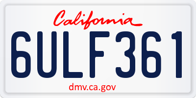 CA license plate 6ULF361
