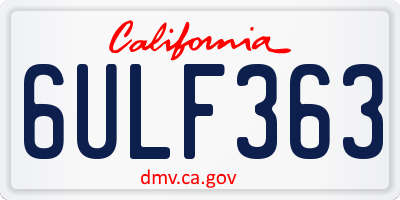 CA license plate 6ULF363
