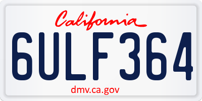 CA license plate 6ULF364