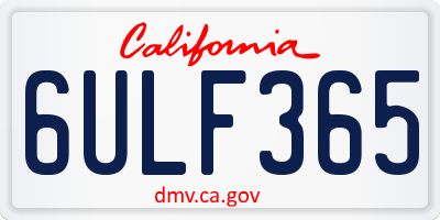 CA license plate 6ULF365